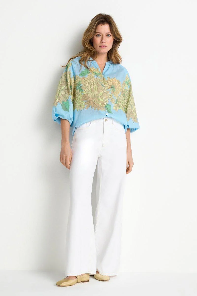 Ballonärmel-Bluse mit Print