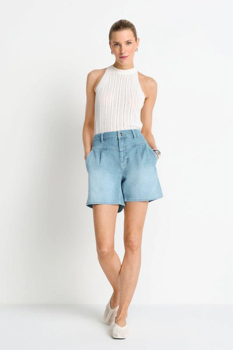 Denim-Shorts mit Passe - Image 3
