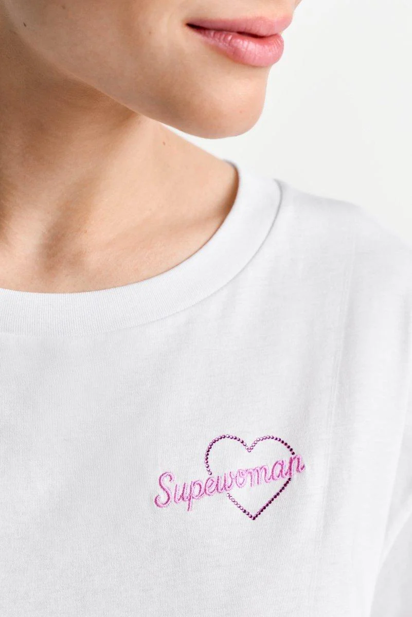Weißes T-Shirt mit Stickerei - Image 2
