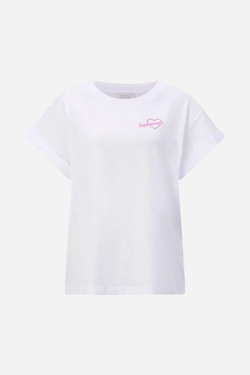 Weißes T-Shirt mit Stickerei - Image 5