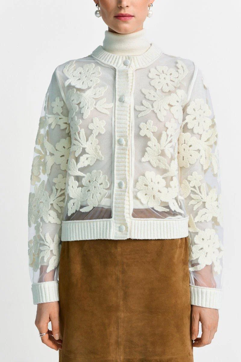 Strickjacke mit Blumenapplikation - Image 5