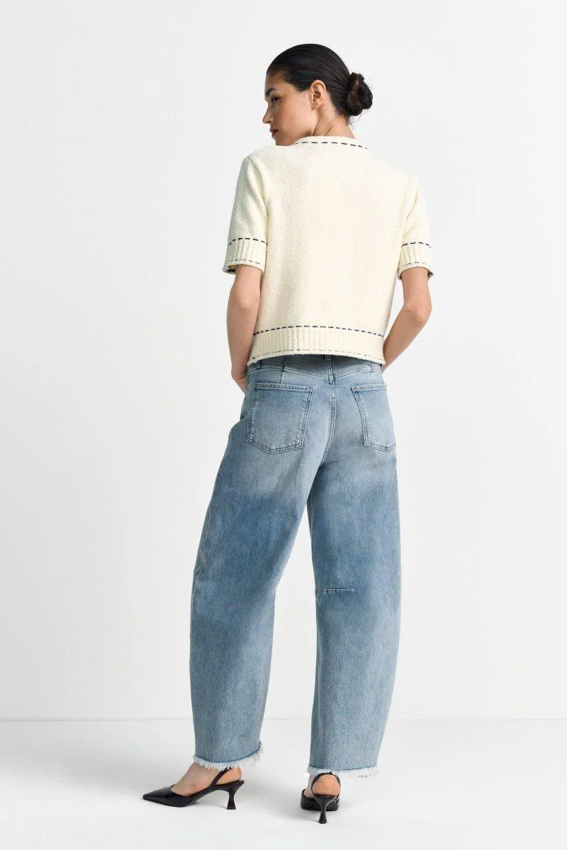 Bouclé-Cardigan mit Kontrastnähten - Image 4