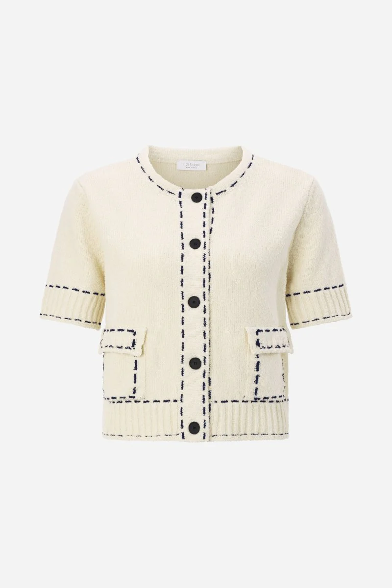Bouclé-Cardigan mit Kontrastnähten - Image 5