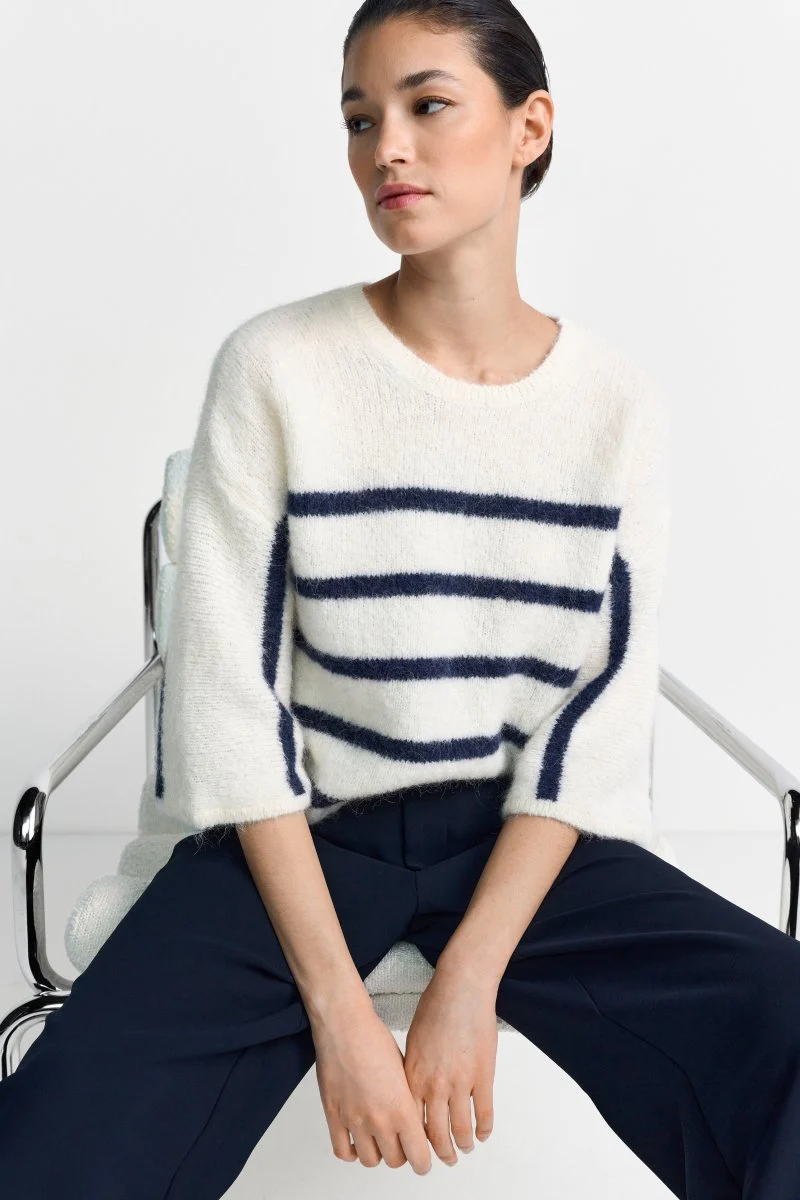 Gestreifter Halbarm-Pullover - Image 6