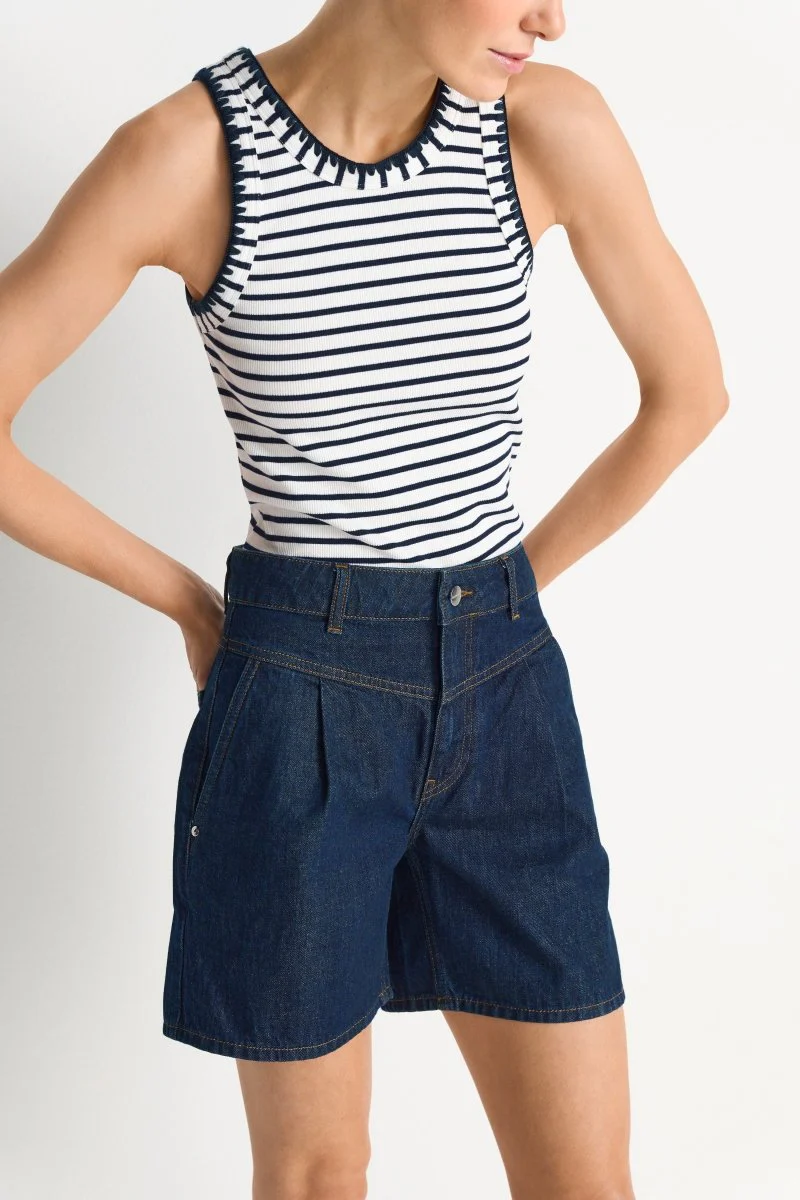 Dunkelblaue Denim-Shorts - Image 3