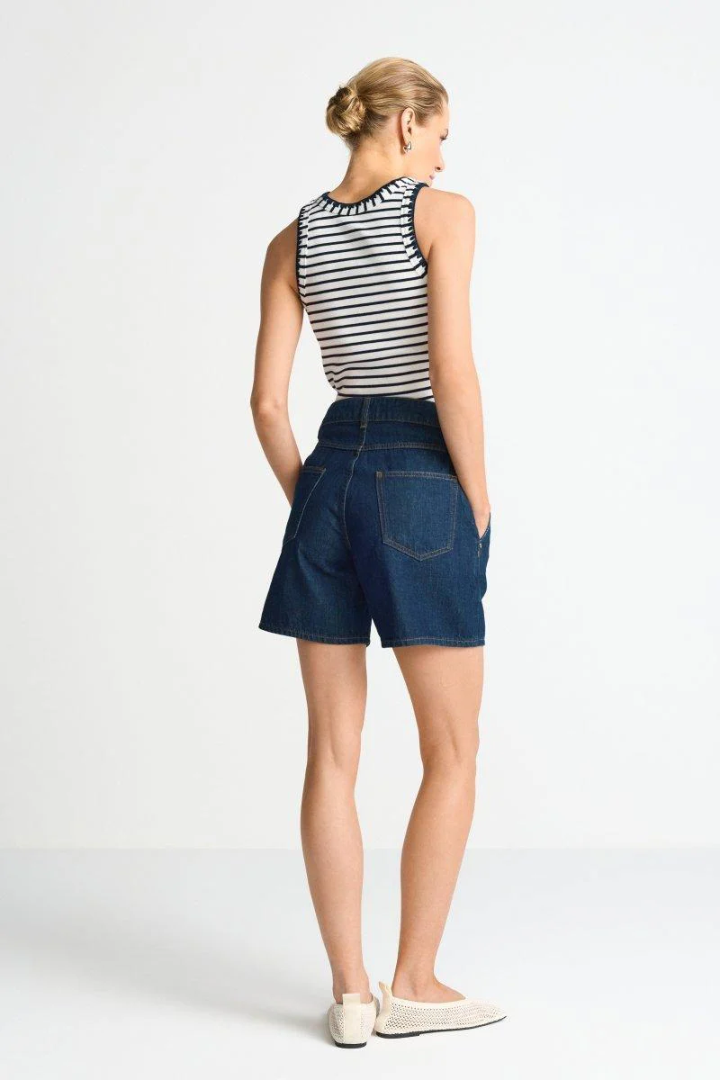 Dunkelblaue Denim-Shorts - Image 4