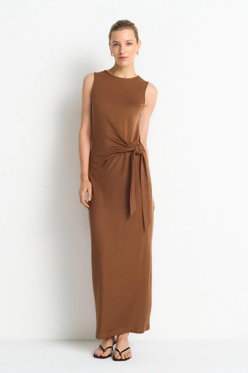 Ärmelloses Maxikleid mit Raffung