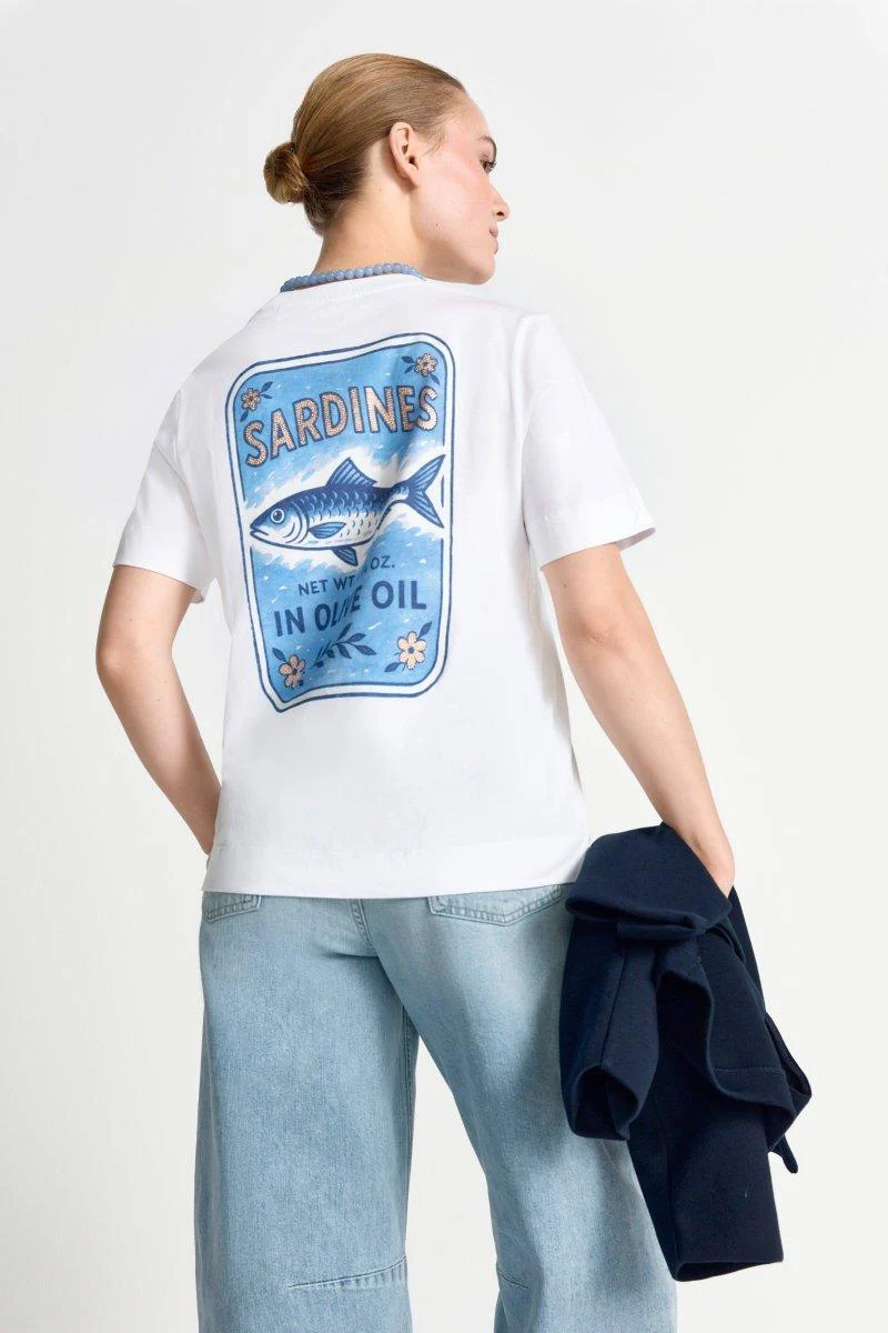 Langes T-Shirt mit Brustprint