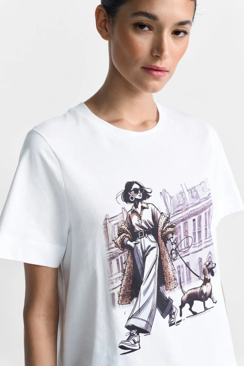Weißes T-Shirt mit Fashion-Print - Image 4