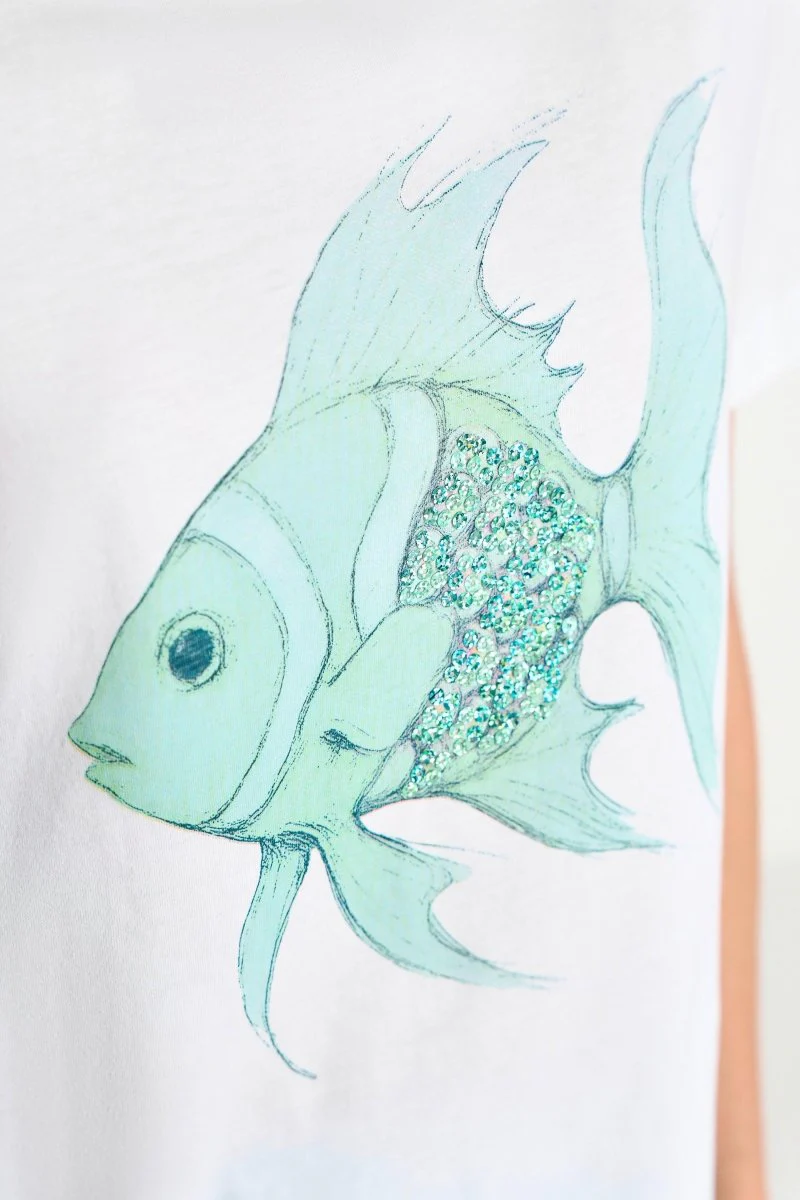 T-Shirt mit Print und Pailletten - Image 2