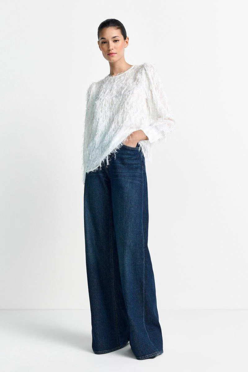 Weiße Chiffonbluse mit Fransen - Image 3