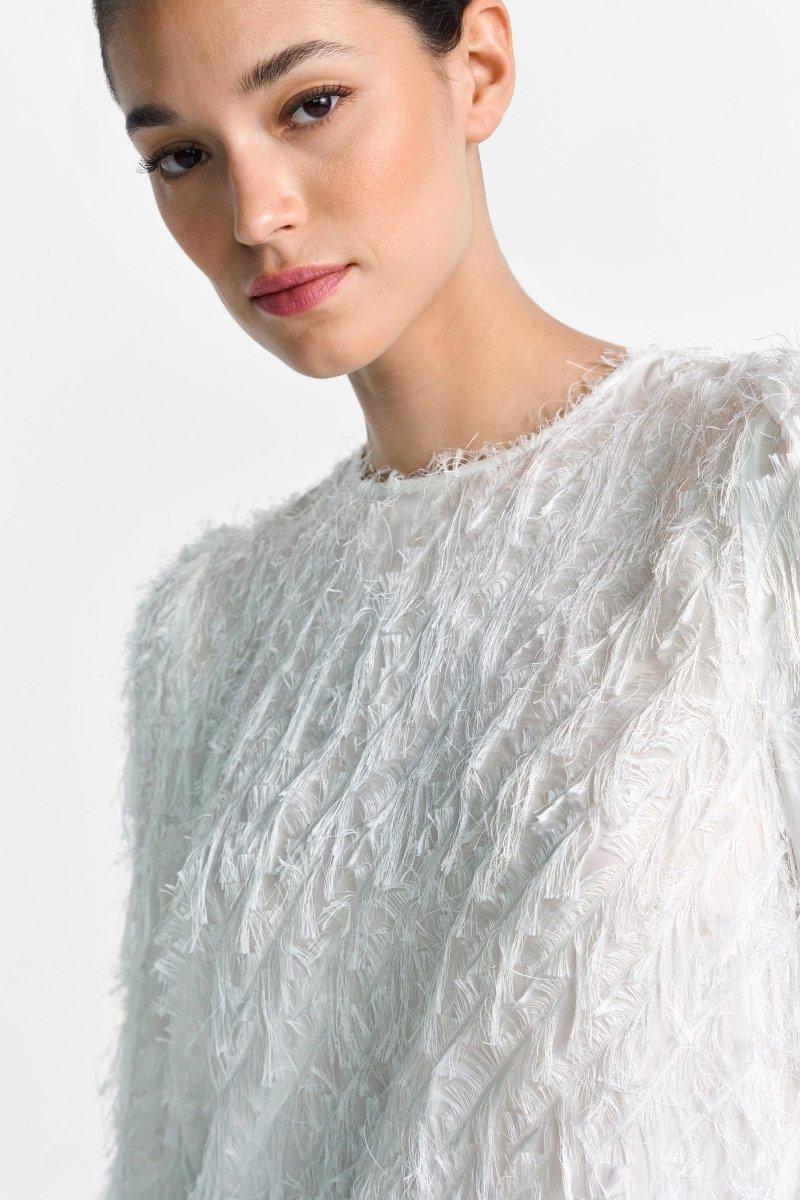 Weiße Chiffonbluse mit Fransen - Image 4