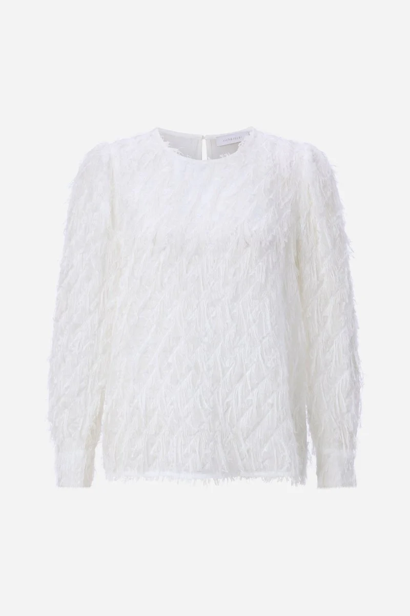 Weiße Chiffonbluse mit Fransen - Image 5