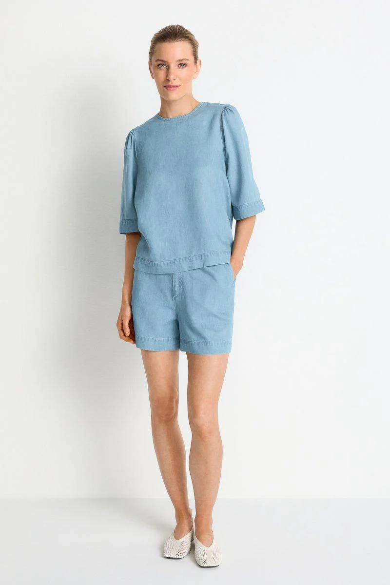 Kurzarmbluse im Denim-Look - Image 3