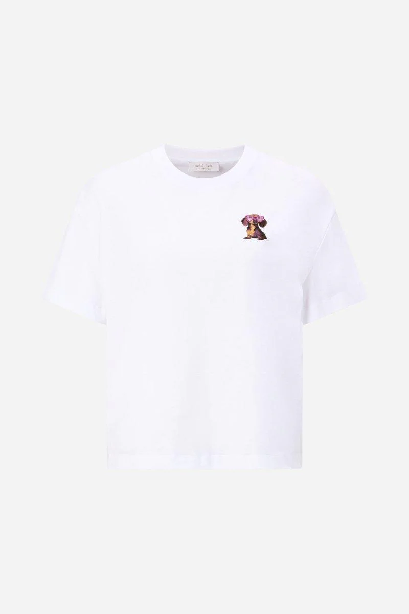 Weißes T-Shirt mit Strassdetails - Image 5