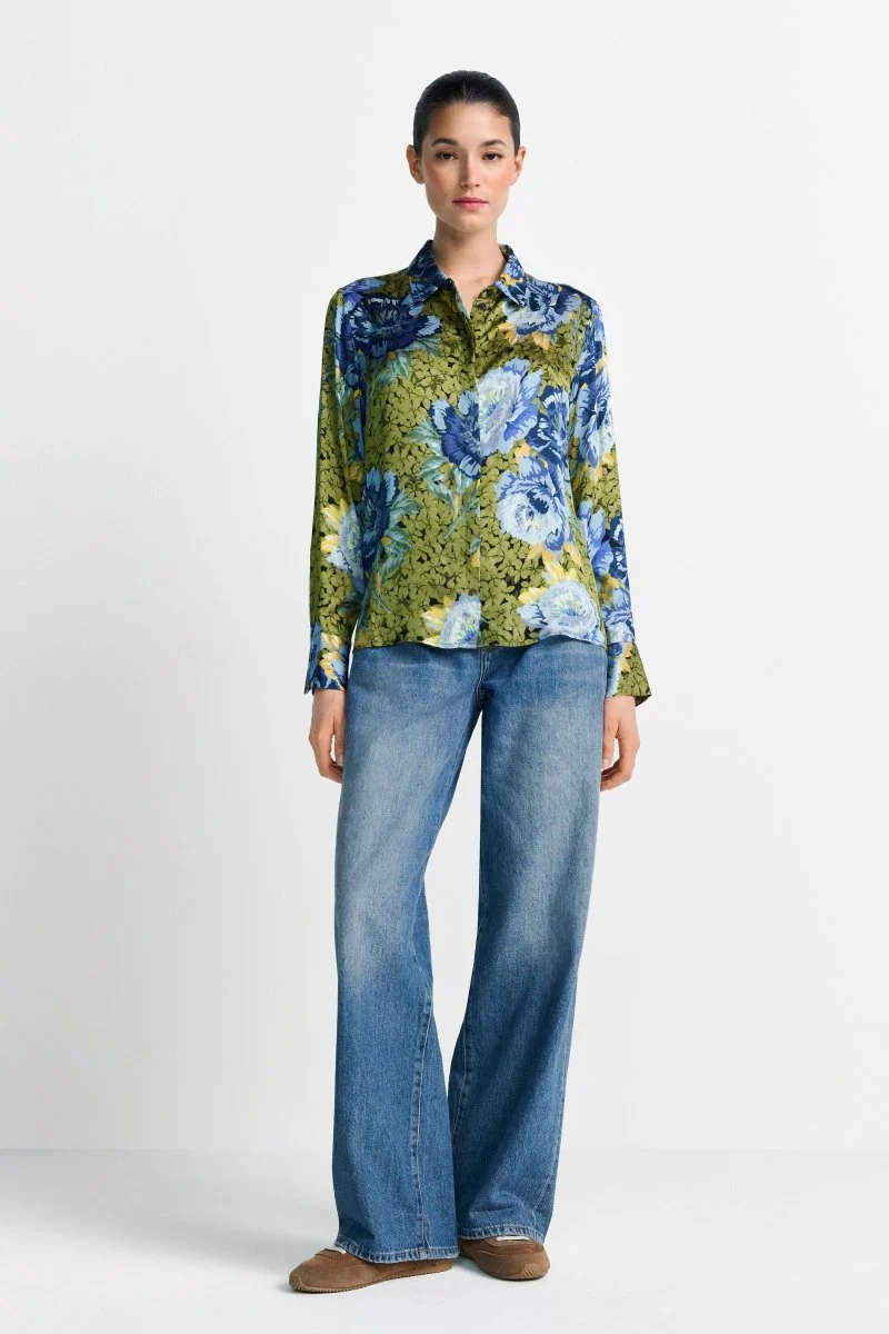 Bluse mit Pfingstrosenprint - Image 3