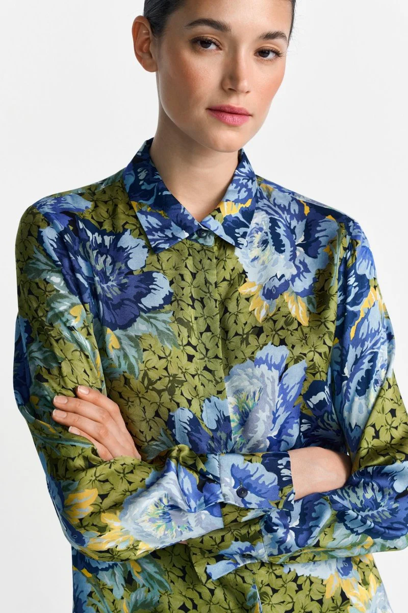 Bluse mit Pfingstrosenprint - Image 4