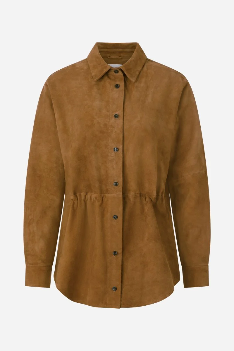 Cognacbraune Hemdjacke aus Velours - Image 7