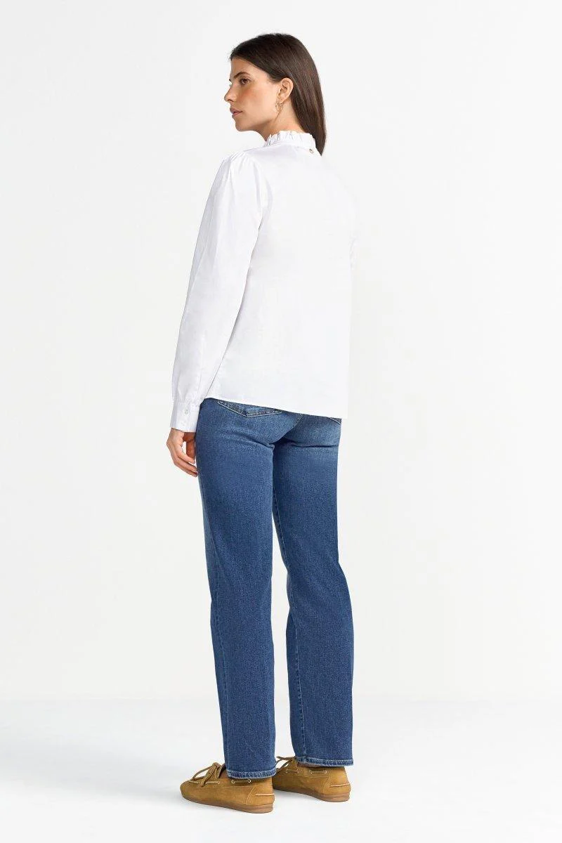 Weiße Bluse mit Rüschenkragen - Image 4
