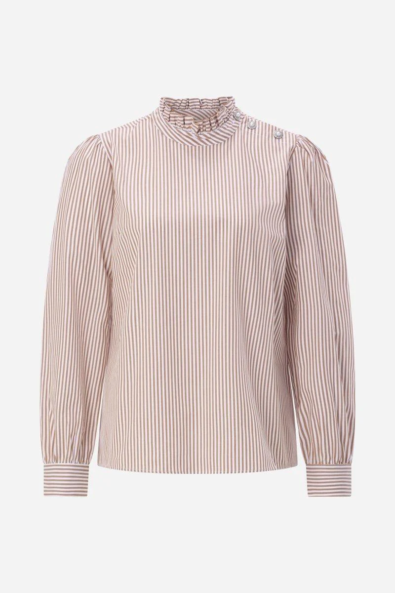 Gestreifte Bluse mit Rüschenkragen - Image 5