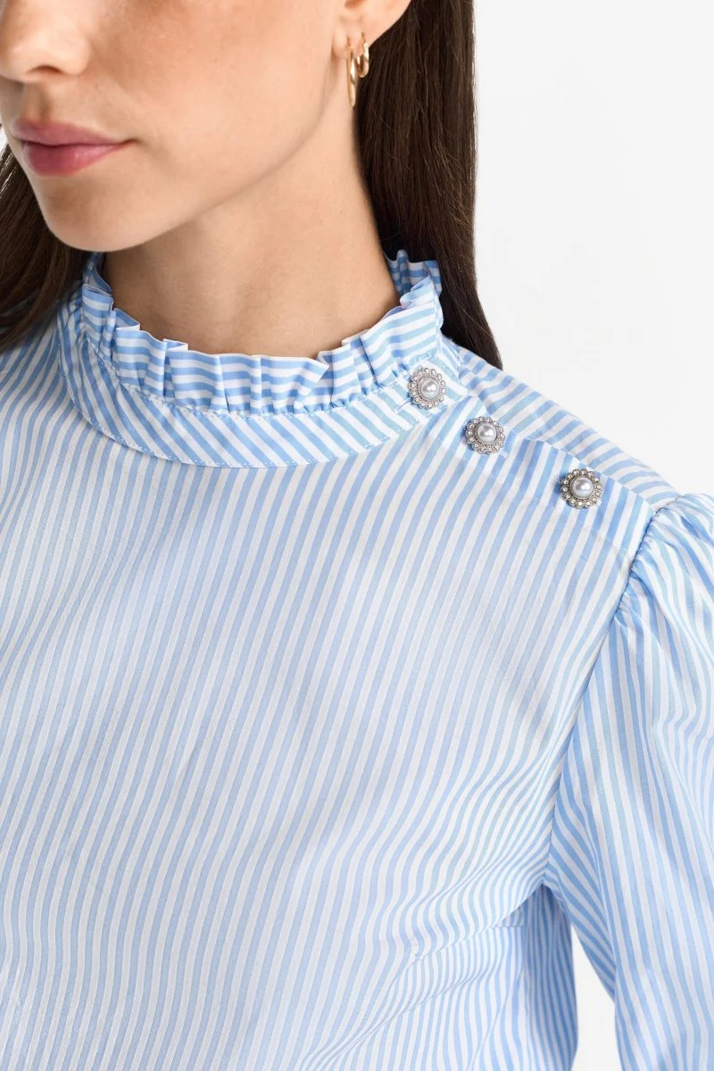 Gestreifte Bluse in Hellblau - Image 5