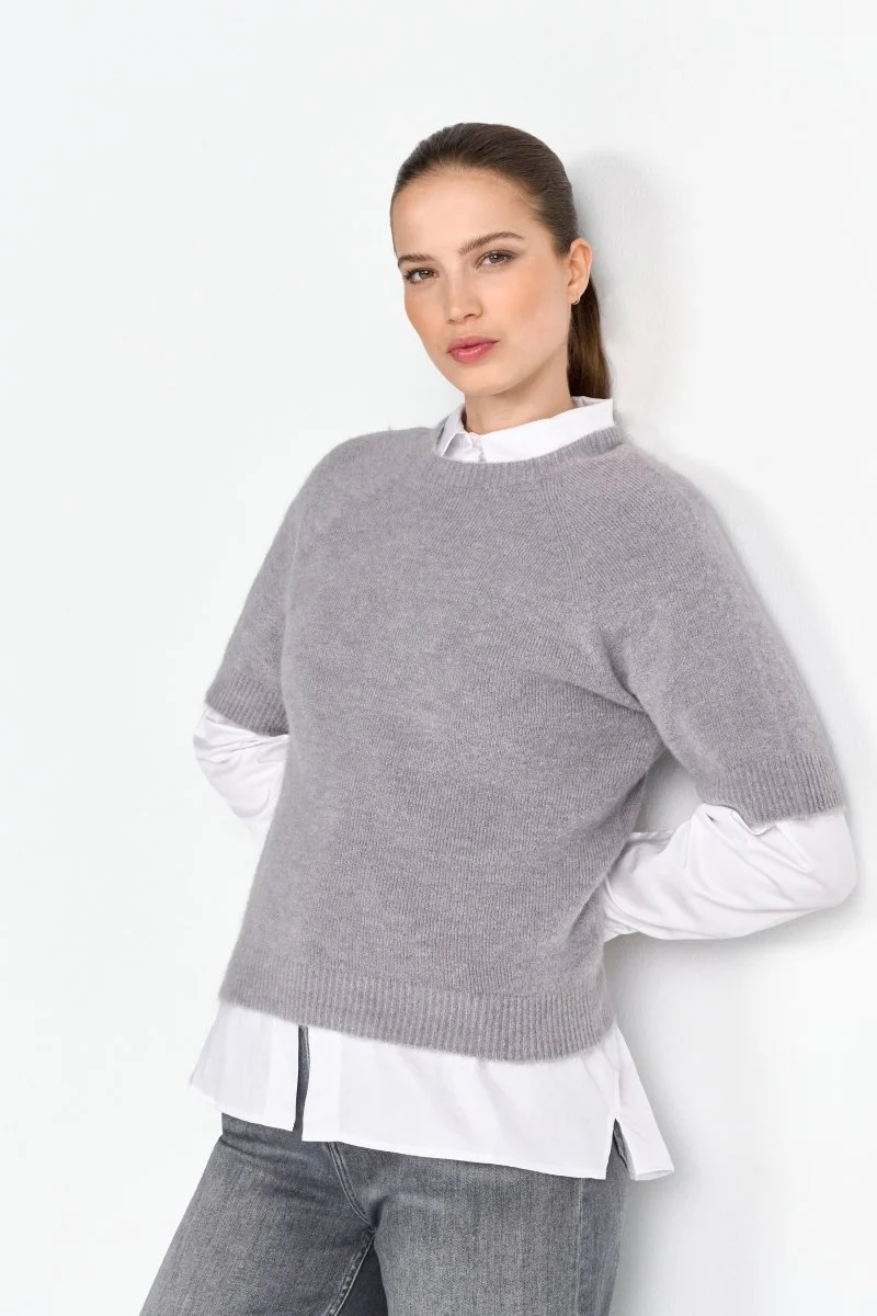 Kurzärmeliger Feinstrickpullover - Image 11