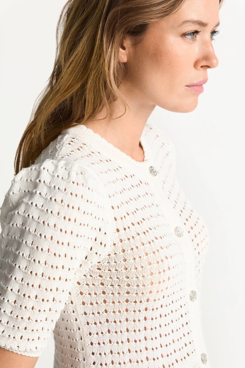 Ajour-Cardigan mit Peplum - Image 4