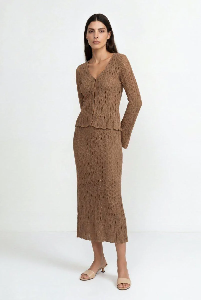 Ajour-Strickjacke mit Knöpfen - Image 2
