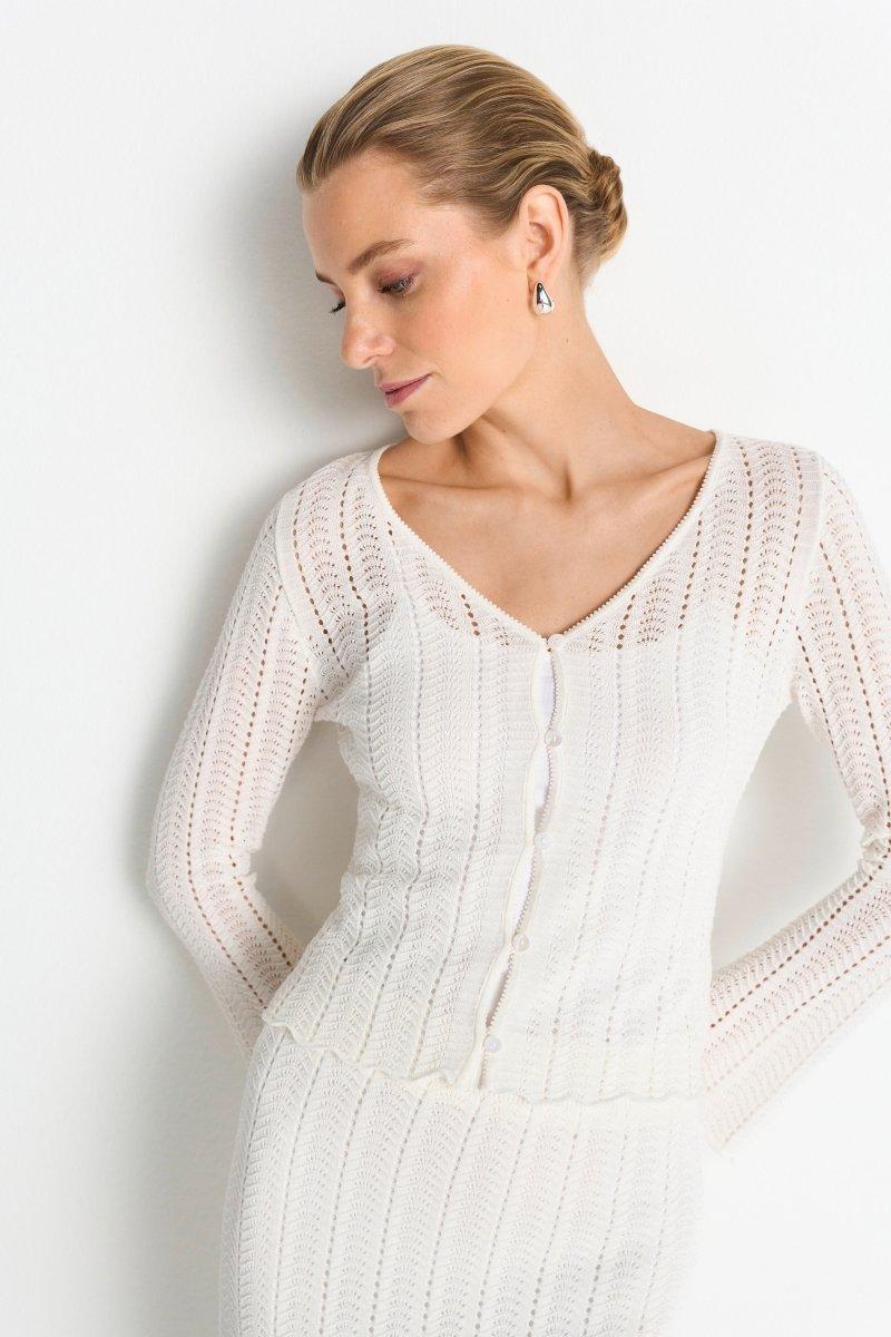 Ajour-Strickjacke mit Knöpfen - Image 6