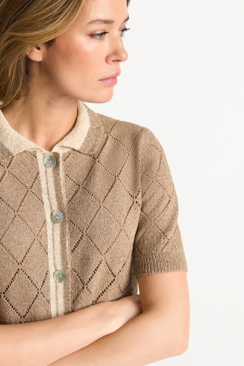 Ajour-Cardigan mit Polokragen - Image 10
