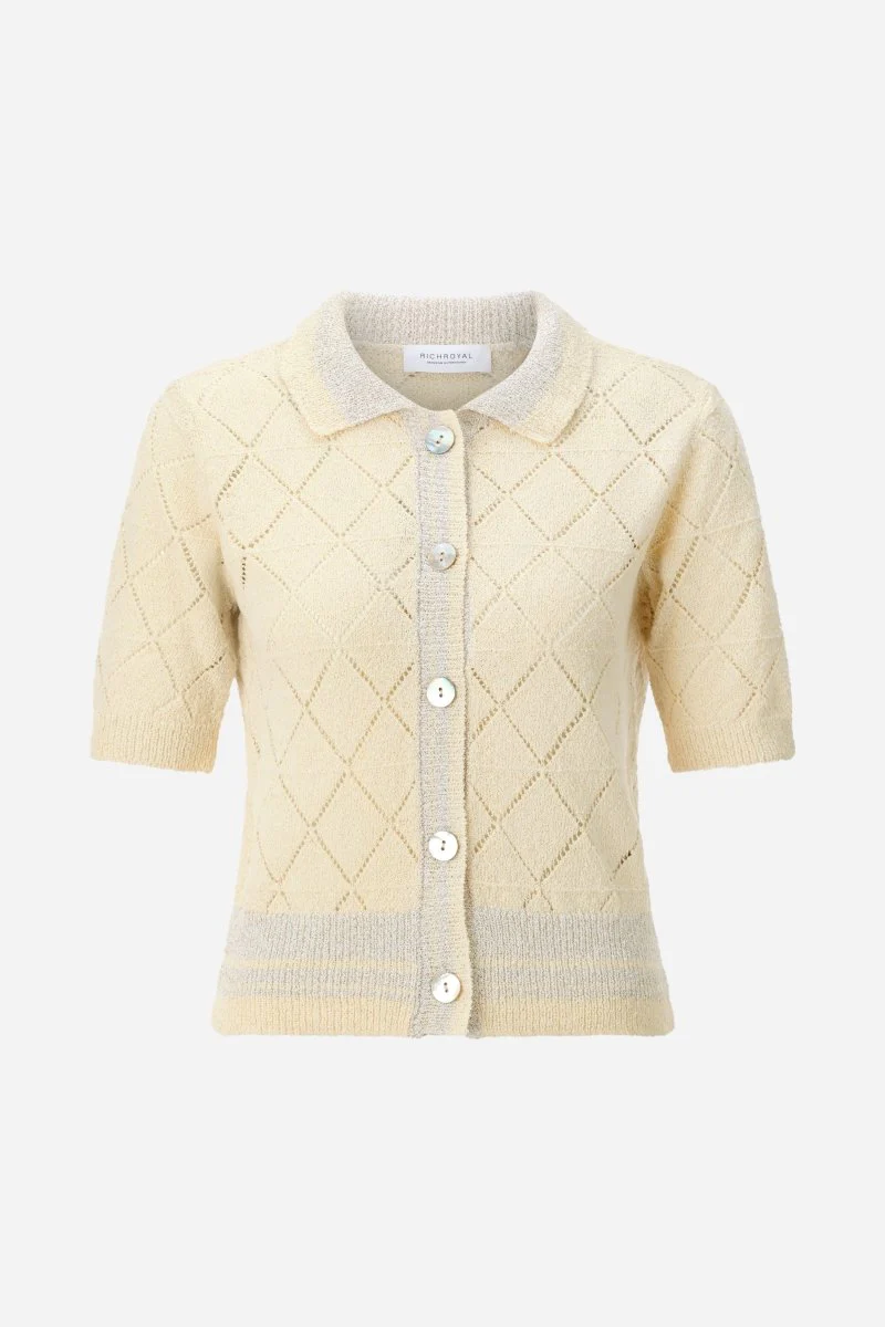 Ajour-Cardigan mit Polokragen - Image 5