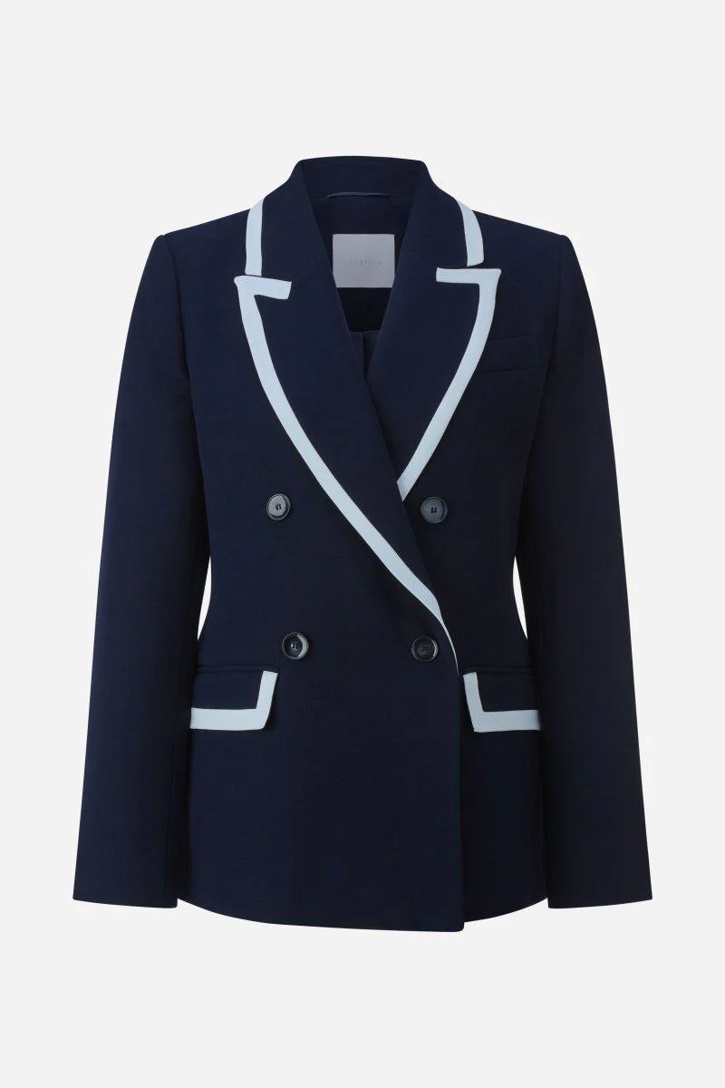Marineblauer Blazer mit Kontrastpaspel - Image 7