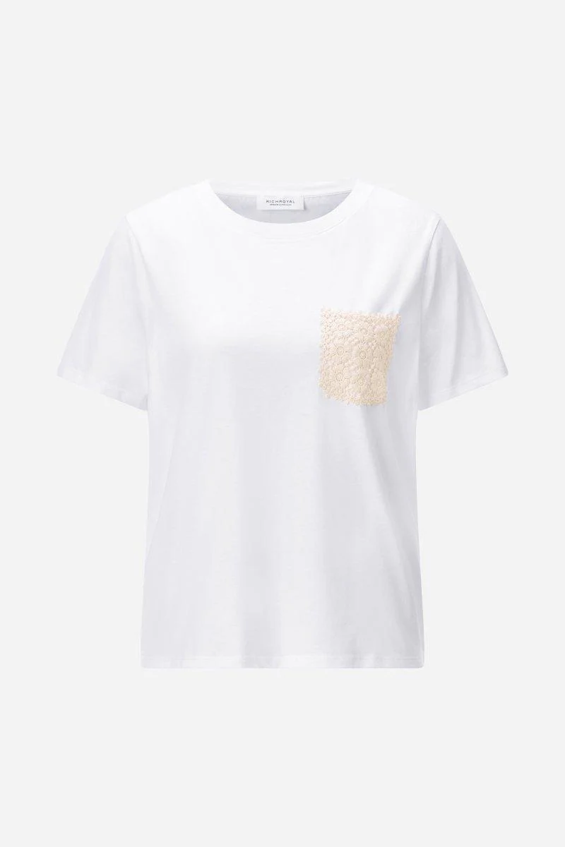 Weißes T-Shirt mit Brusttasche - Image 5