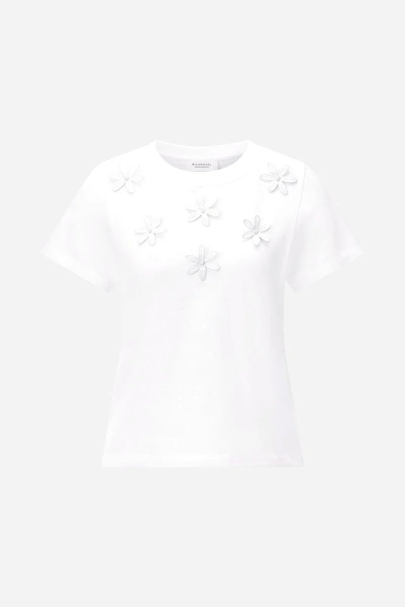 Weißes 3D-Blüten T-Shirt - Image 5