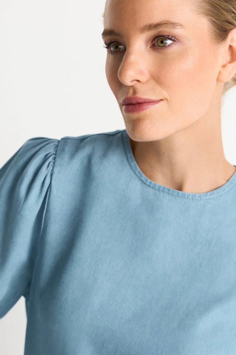 Kurzarmbluse im Denim-Look - Image 2
