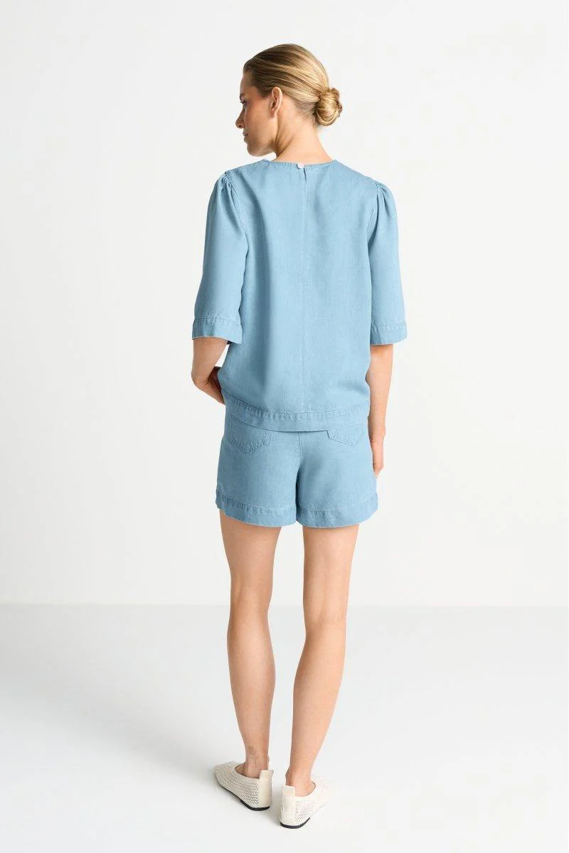 Kurzarmbluse im Denim-Look - Image 4